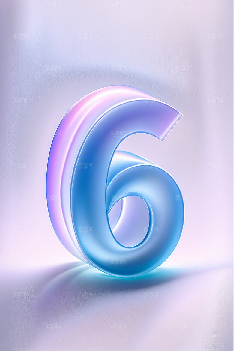 玻璃数字6塑料通透元素