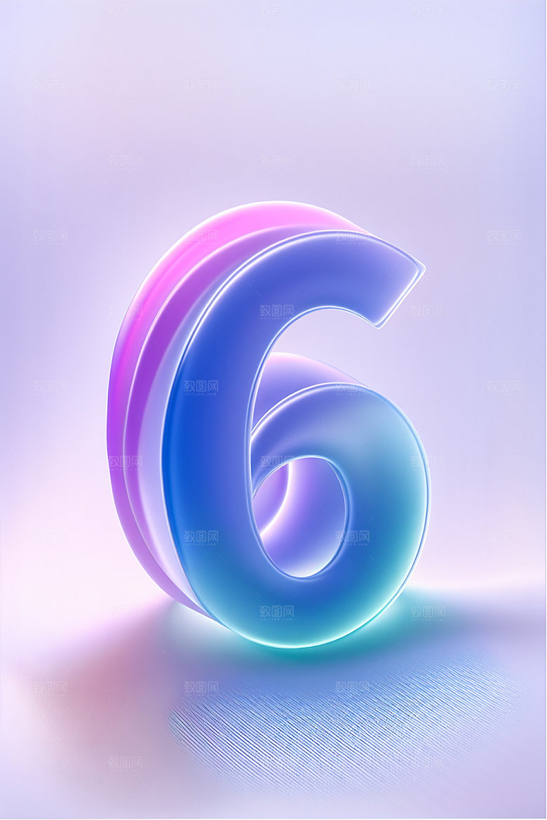 玻璃数字6质感塑料元素