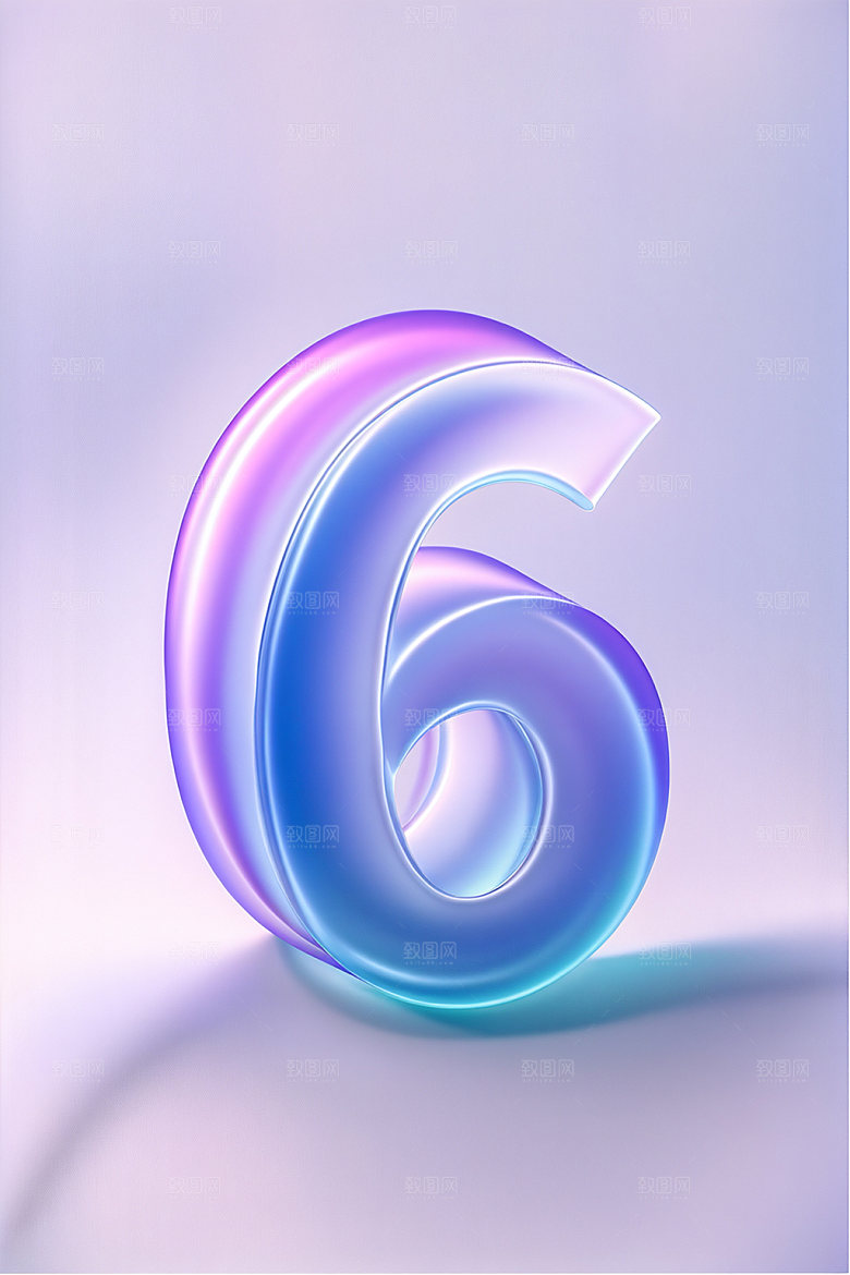 玻璃数字6塑料艺术字元素