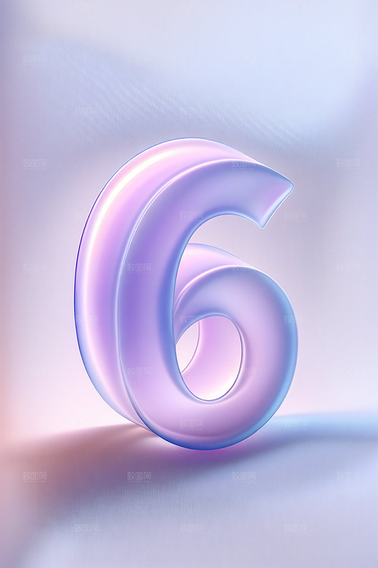 玻璃数字6立体艺术字元素
