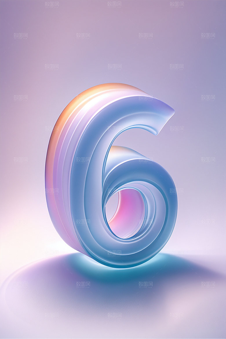 玻璃数字6塑料光泽元素