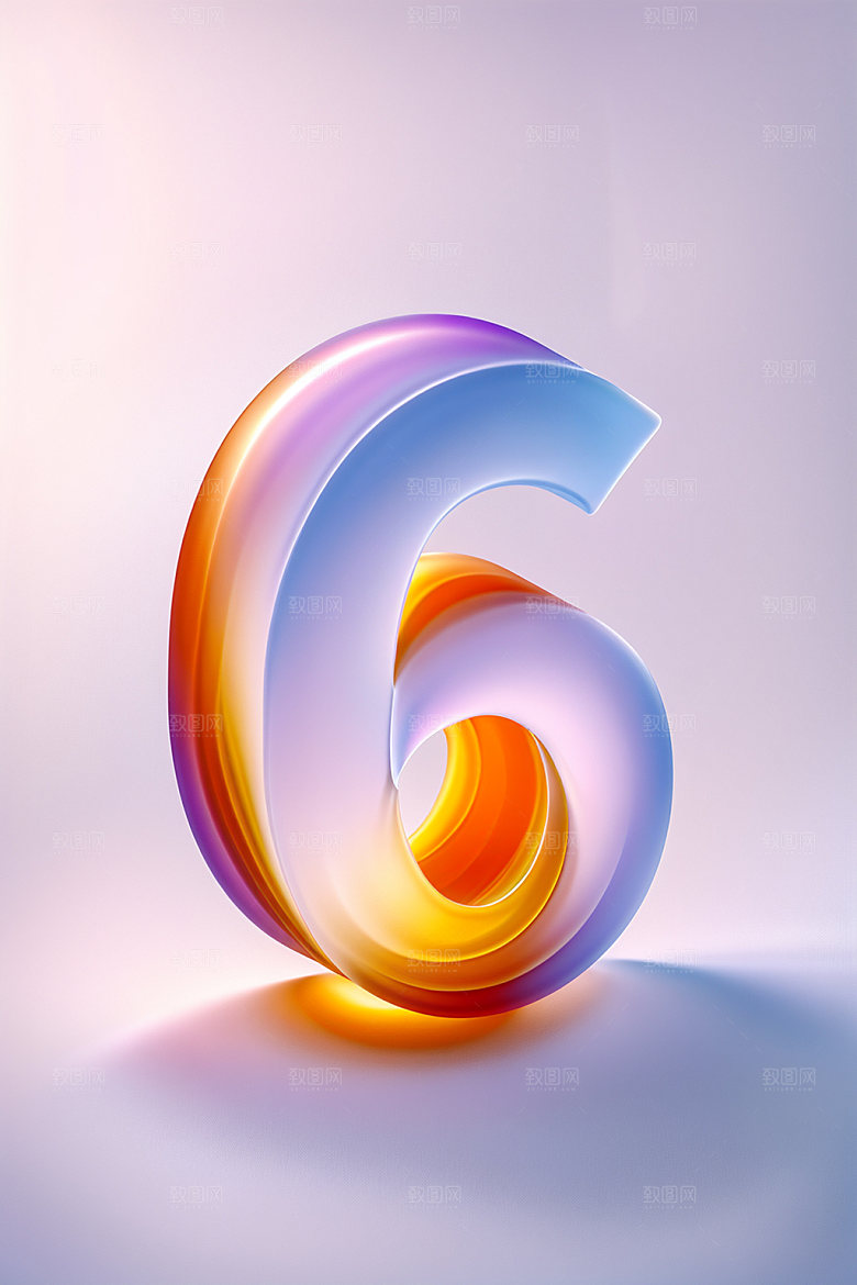 玻璃数字6塑料光泽元素