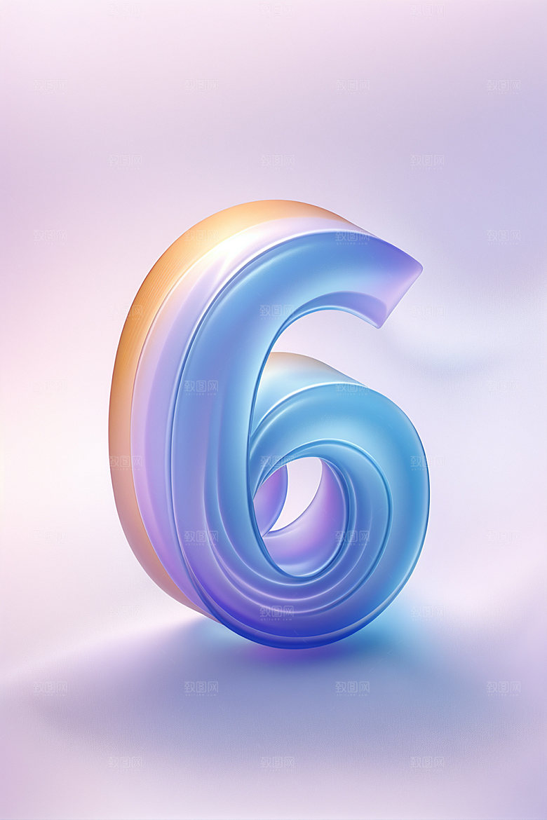 玻璃数字63D质感元素