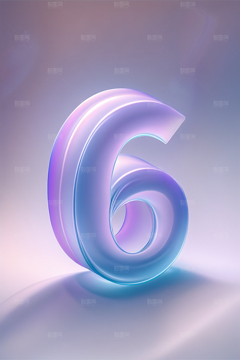 玻璃数字6艺术字塑料元素