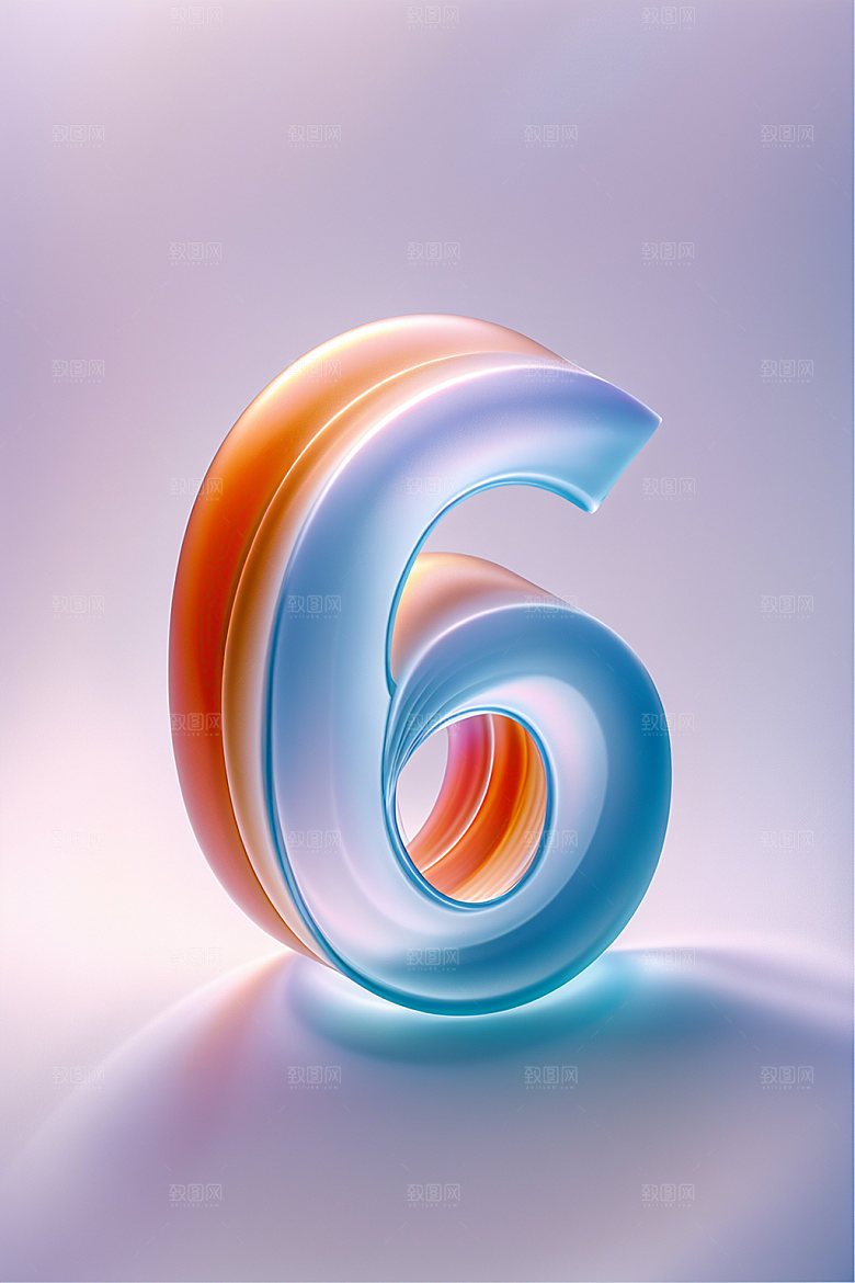 玻璃数字6塑料光泽元素