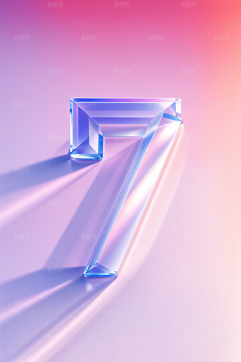 透明数字73D玻璃艺术字