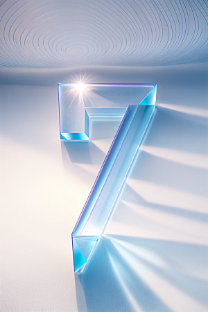 透明数字7玻璃立体艺术字