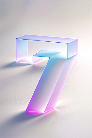 透明数字7玻璃3D艺术字