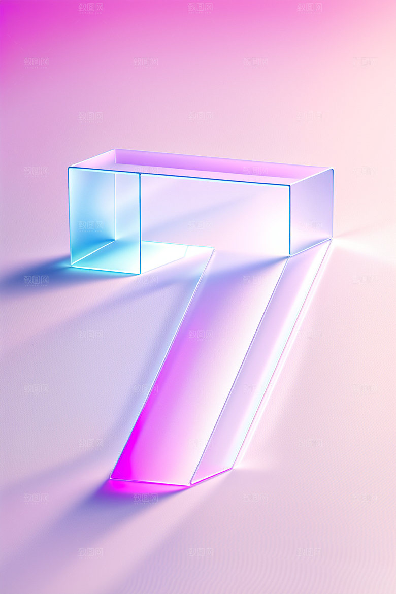 透明数字7玻璃通透艺术字