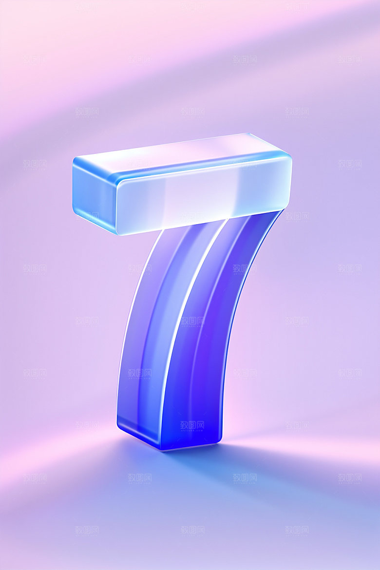 玻璃数字73D艺术字元素