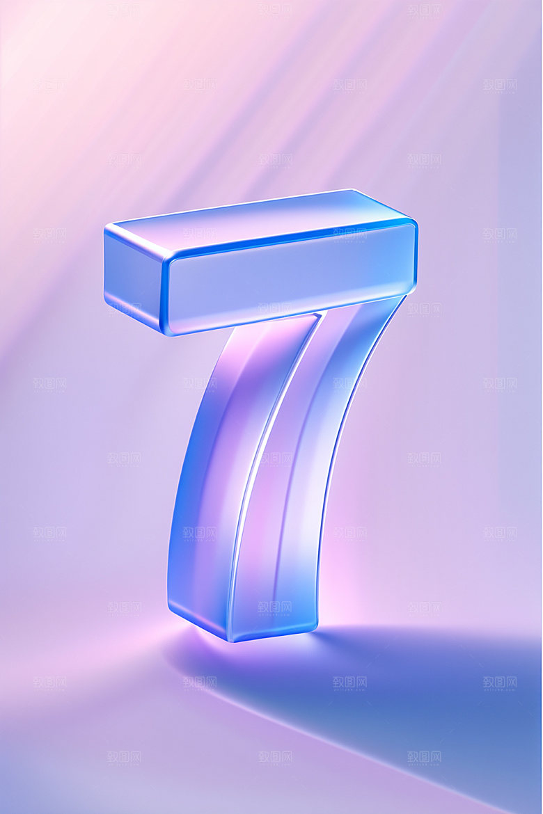 玻璃数字73D艺术字元素