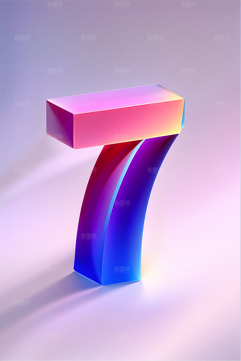 玻璃数字7透明光泽元素
