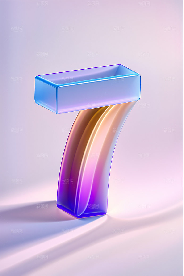 玻璃数字7光泽3D元素