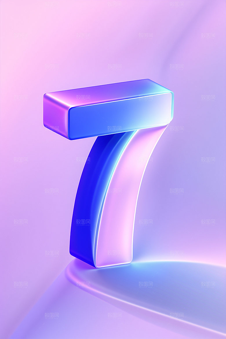 玻璃数字73D立体元素