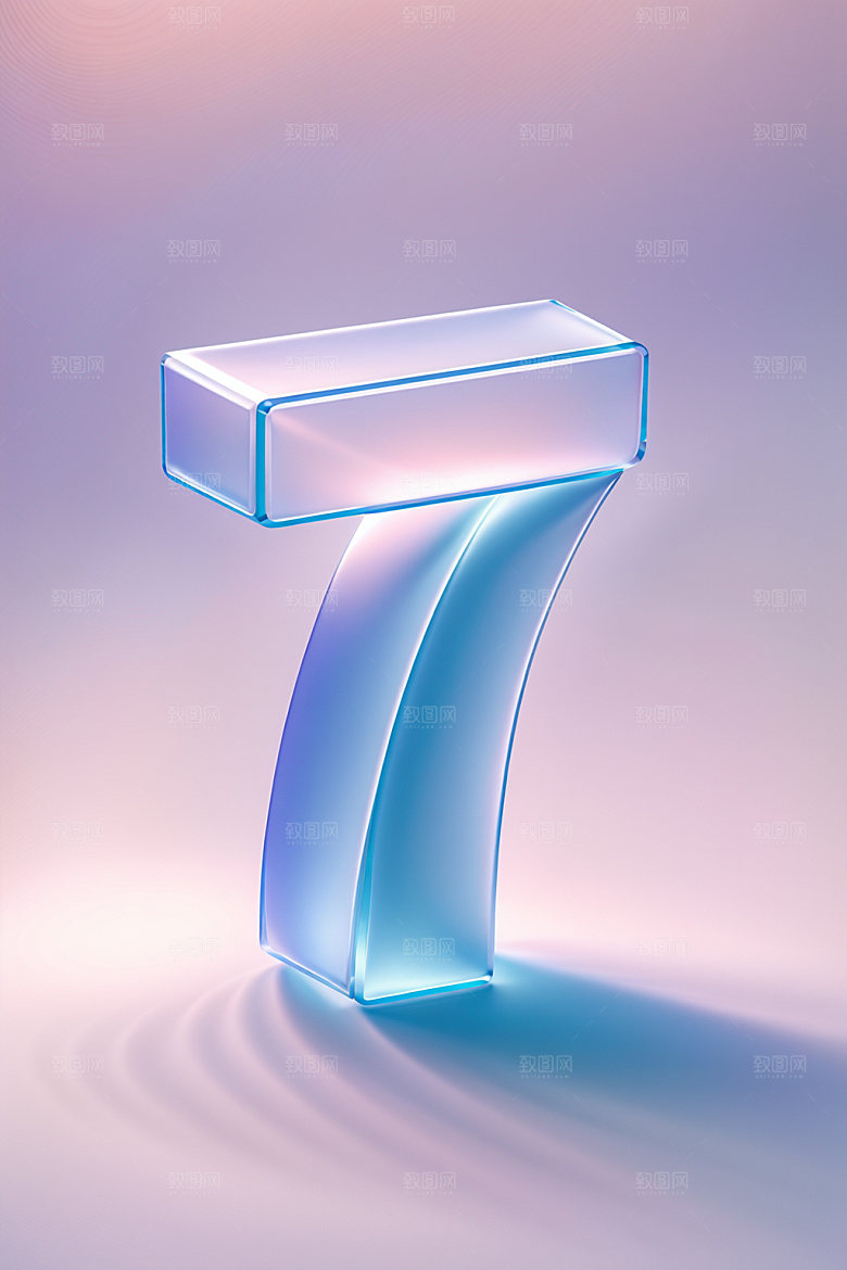 玻璃数字73D艺术字元素