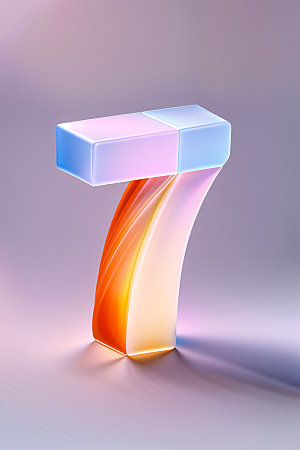 玻璃数字7透明艺术字元素