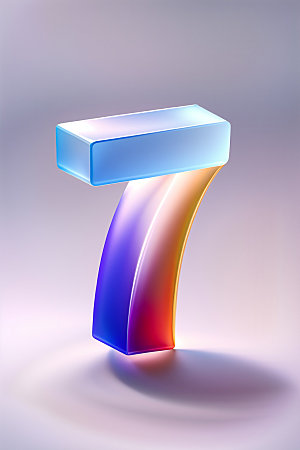 玻璃数字7透明艺术字元素