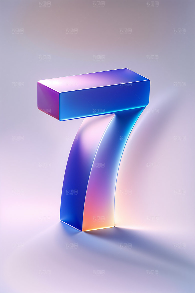 玻璃数字73D塑料元素