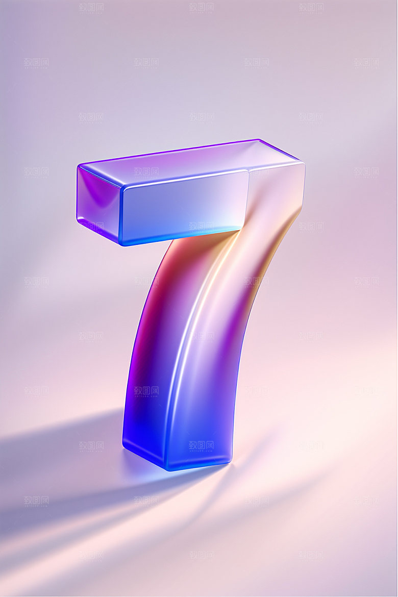 玻璃数字7立体3D元素