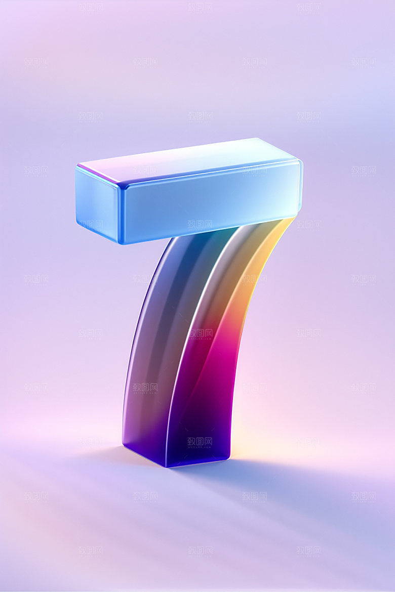 玻璃数字73D质感元素