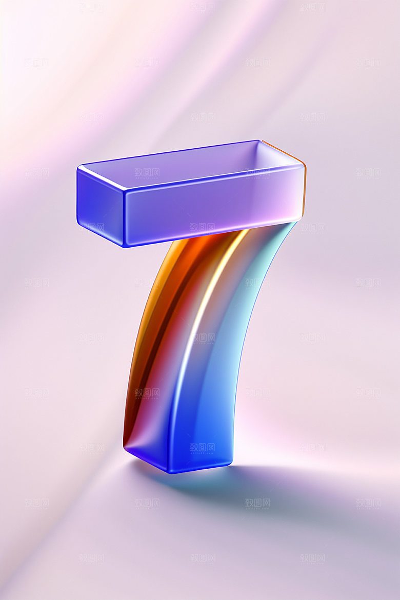 玻璃数字73D质感元素