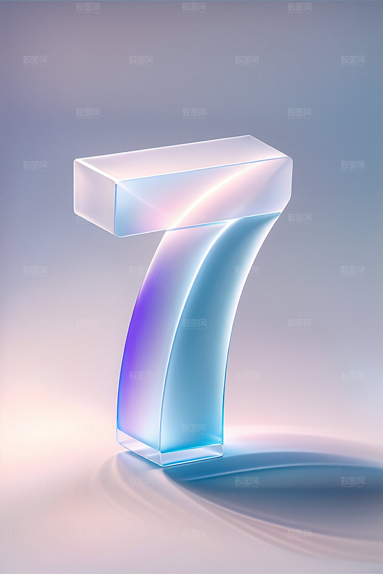 玻璃数字7光泽质感元素