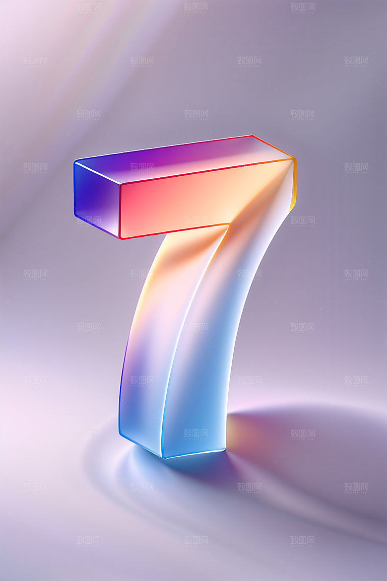 玻璃数字73D质感元素