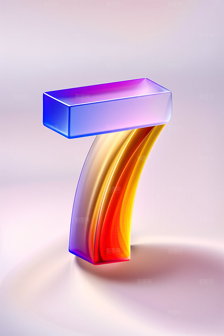 玻璃数字73D质感元素