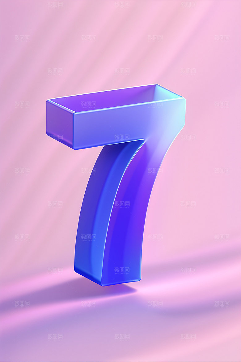 玻璃数字7透明3D元素