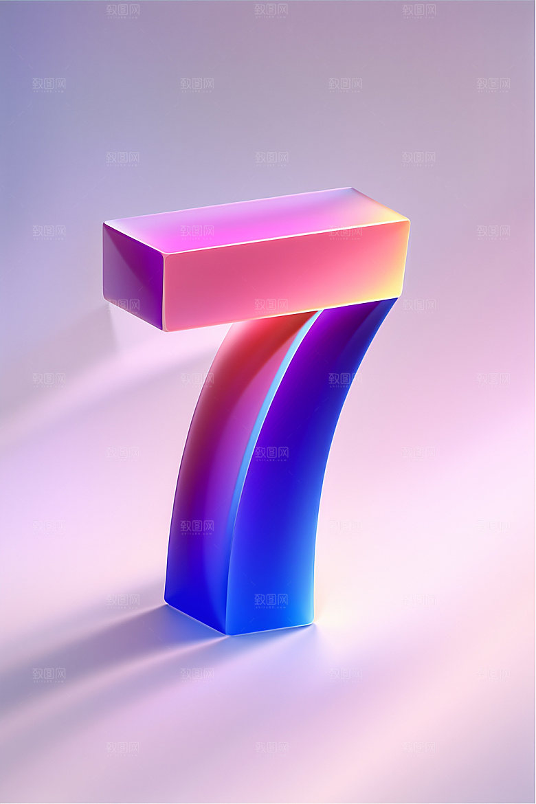 玻璃数字7光泽立体元素