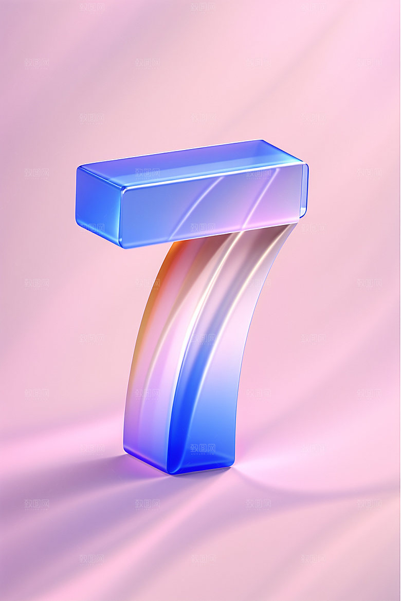 玻璃数字73D质感元素