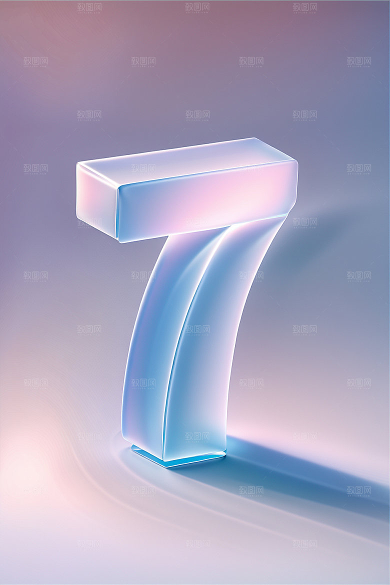玻璃数字73D透明元素