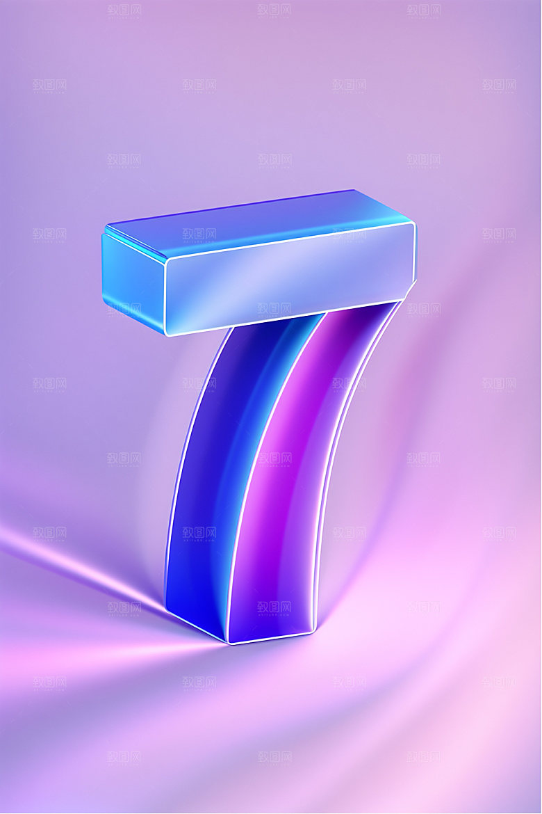 玻璃数字7通透透明元素