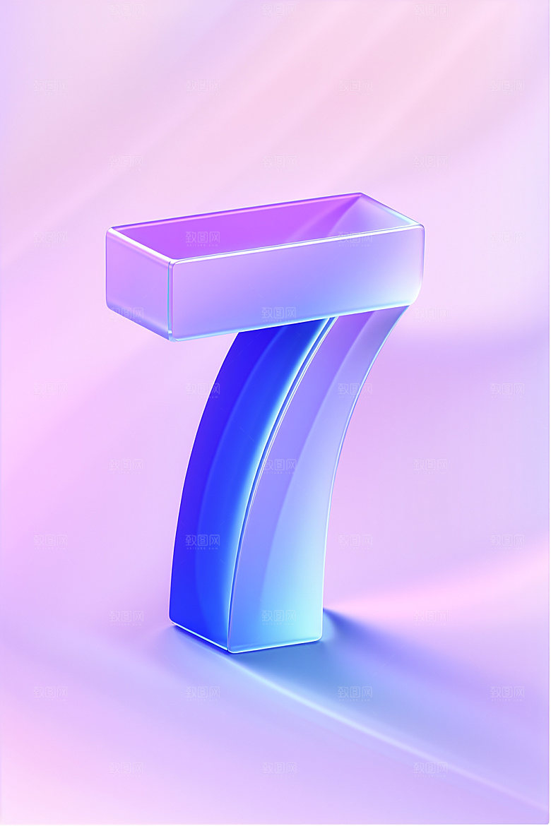 玻璃数字73D立体元素