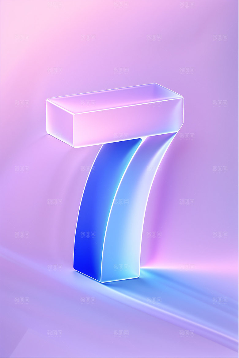 玻璃数字73D立体元素
