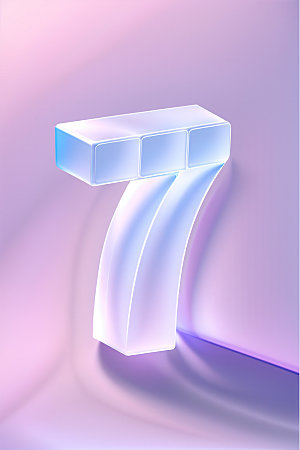 玻璃数字7立体艺术字元素