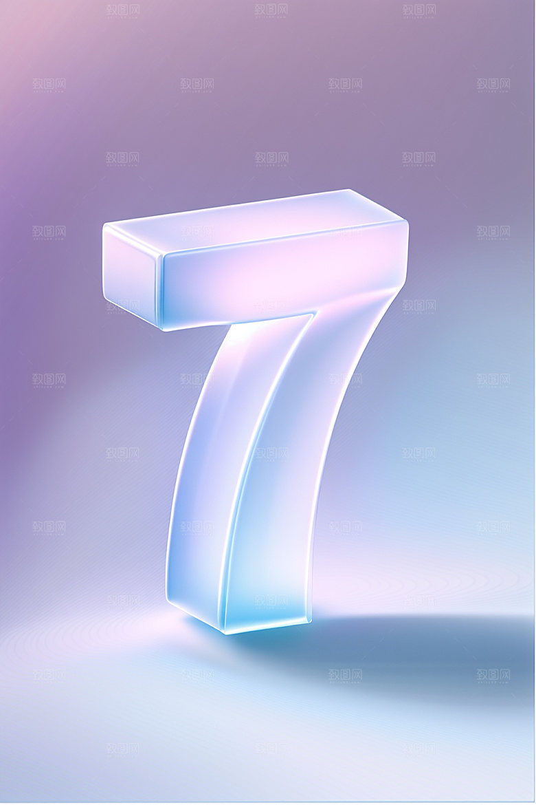玻璃数字73D质感元素