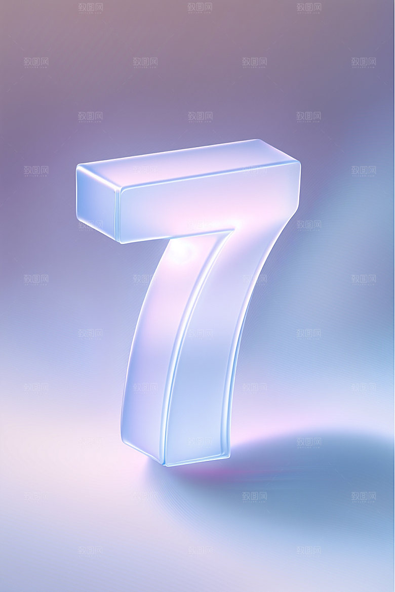 玻璃数字73D立体元素