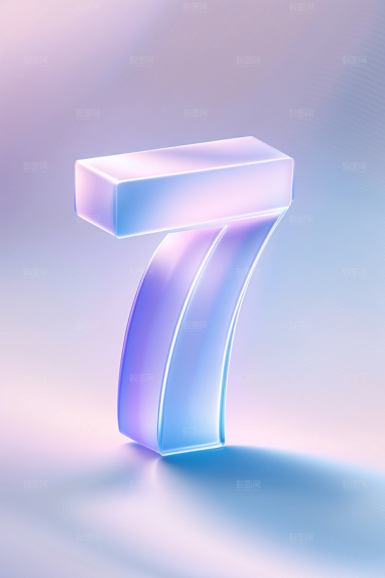 玻璃数字7立体3D元素
