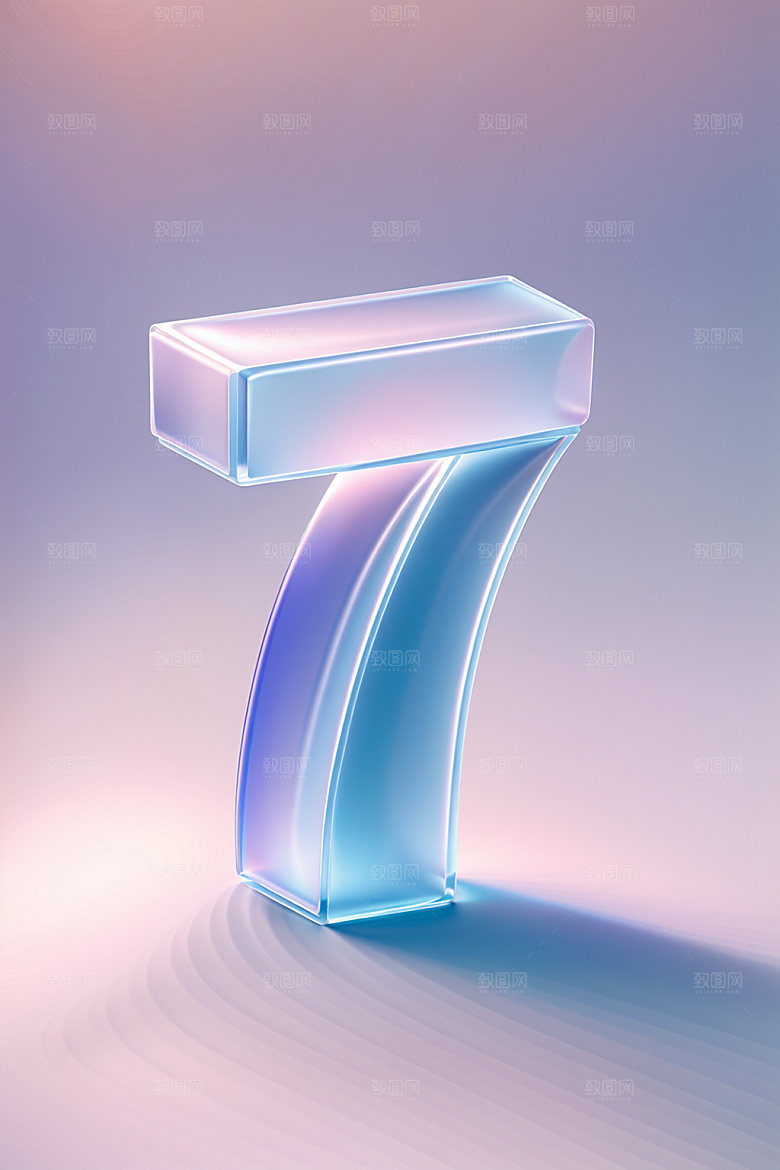 玻璃数字7光泽3D元素