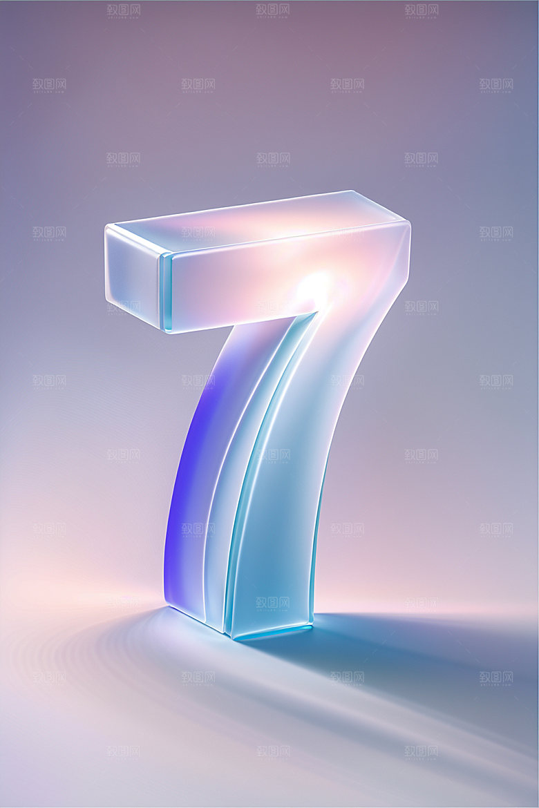 玻璃数字73D艺术字元素