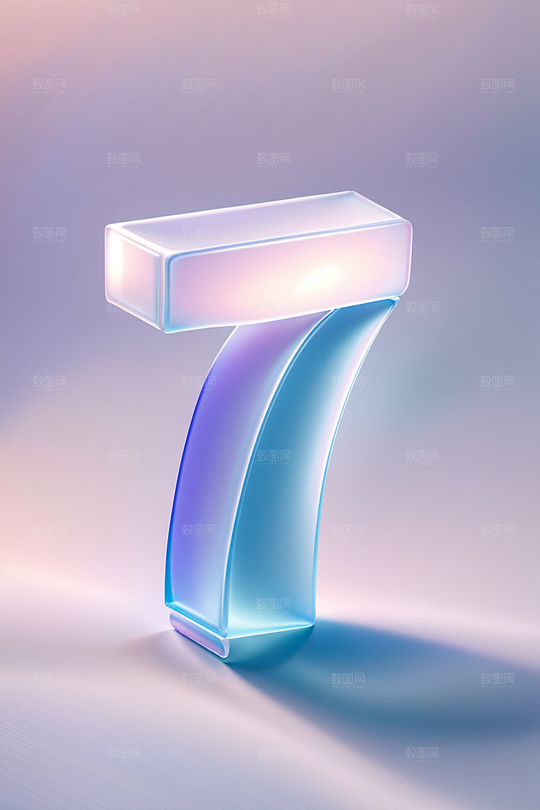 玻璃数字73D质感元素