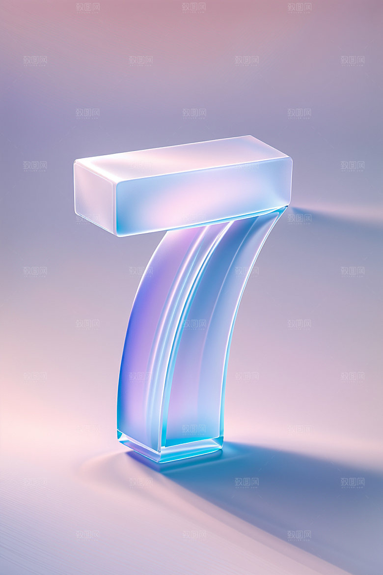 玻璃数字73D塑料元素