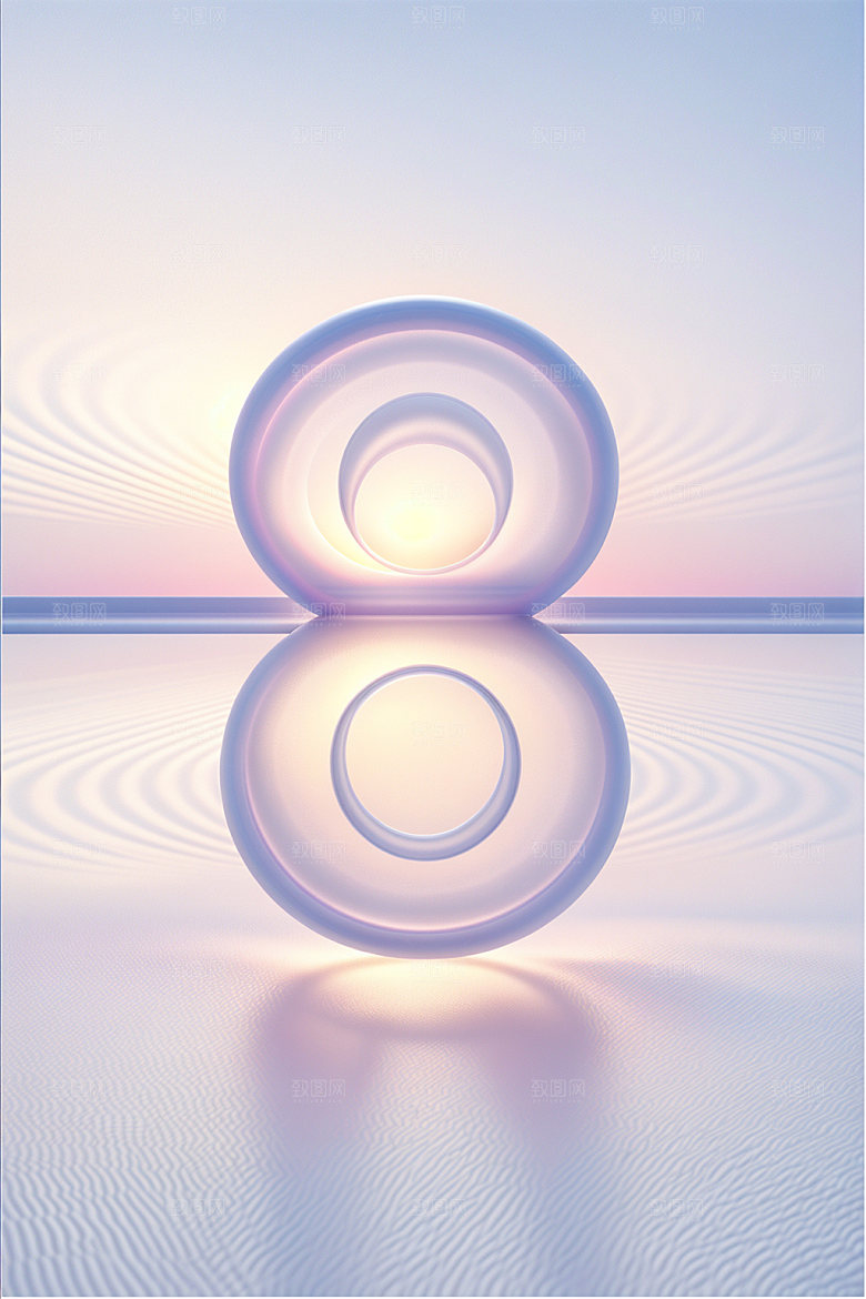透明数字8磨砂3D艺术字
