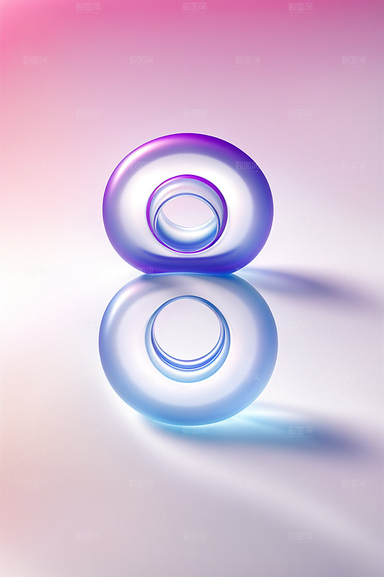 透明数字8质感3D艺术字