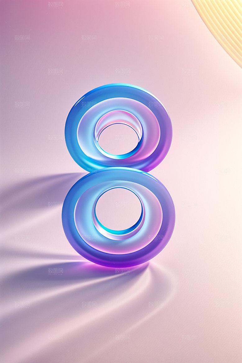 透明数字8玻璃科技艺术字
