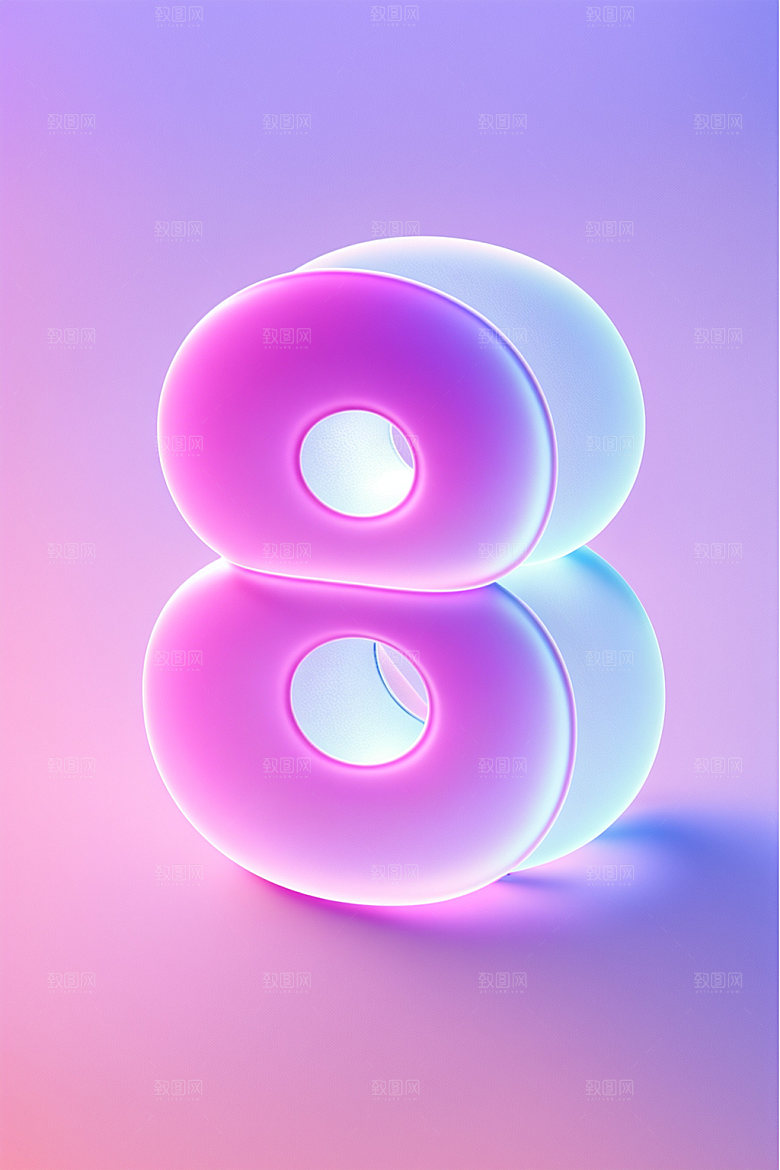 透明数字8时尚磨砂艺术字