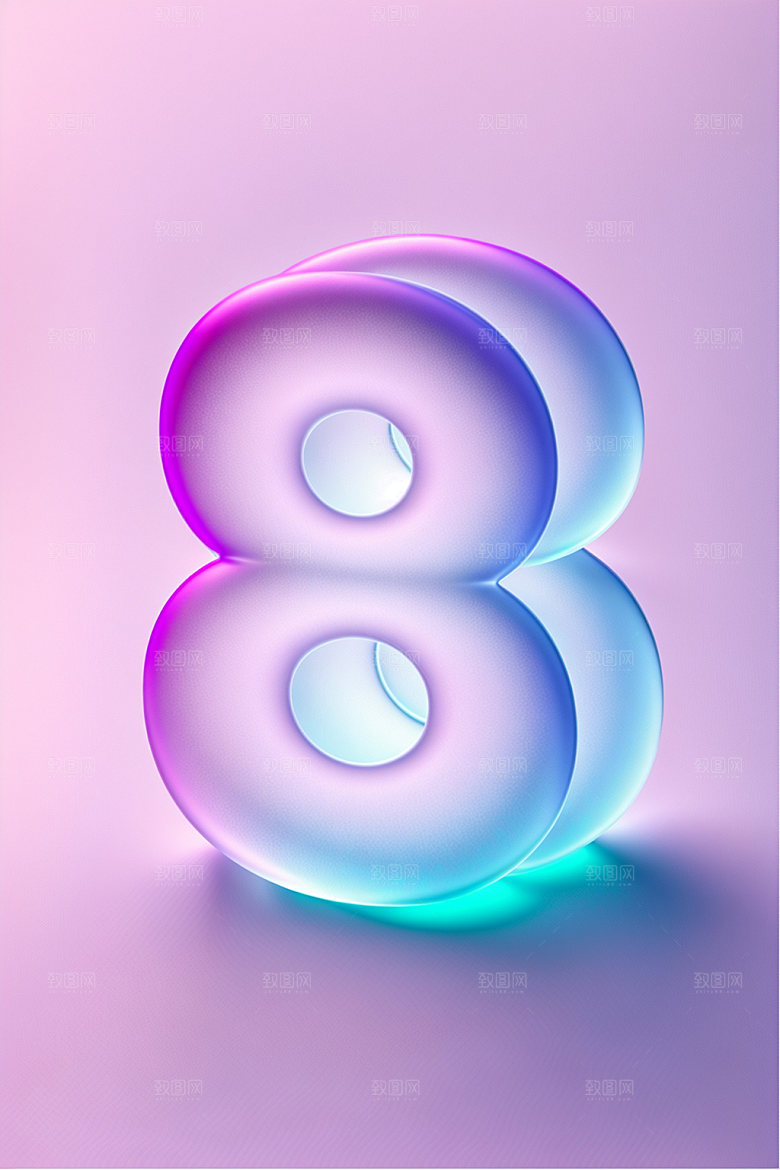透明数字8时尚质感艺术字