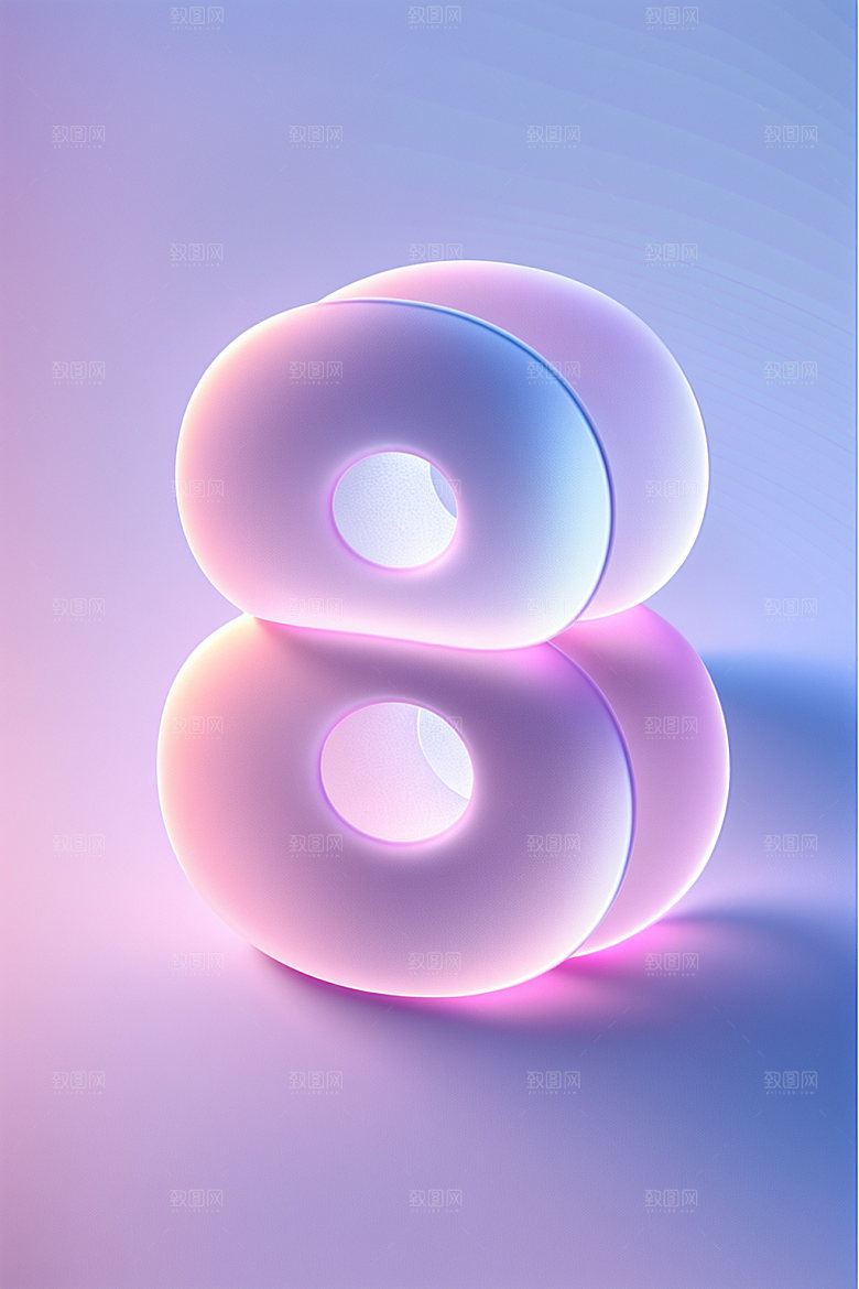 透明数字8科技3D艺术字
