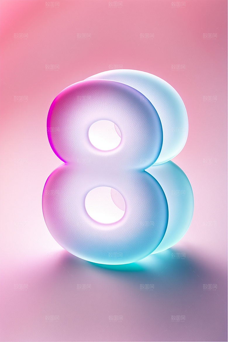 透明数字8通透磨砂艺术字